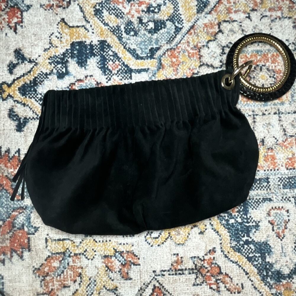 Vintage Àlmala Black Suede B.B. Icon Bracelet Bag - Made in Italy